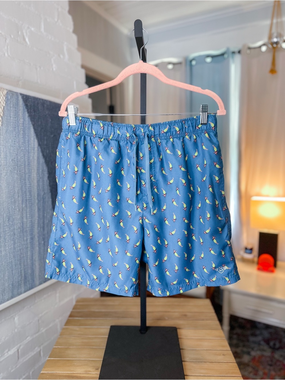 Eight Bells Blue Hawaiian Hula Dancer Shorts - No Lining
